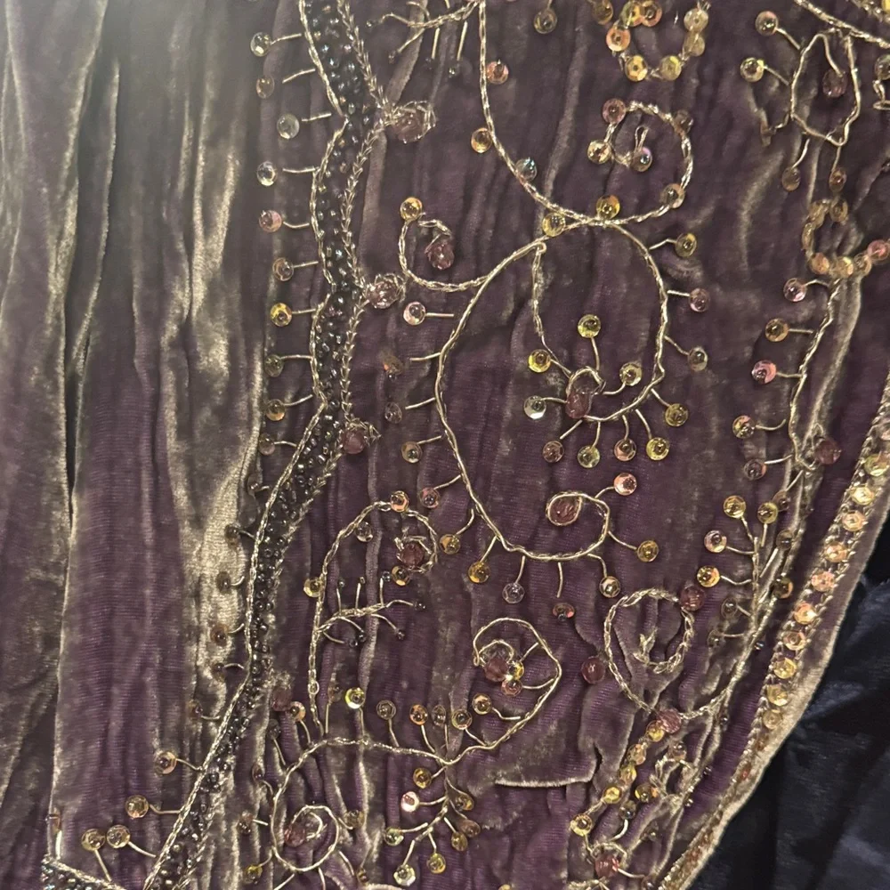 E C I New York Embroidered Purple Velvet Bolero Jacket sz Small - Picture 2 of 10